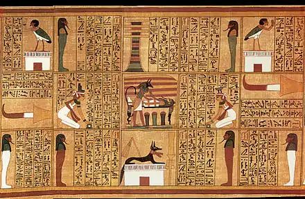 photo d'un papyrus funéraire montrant le plan idéal d'une tombe