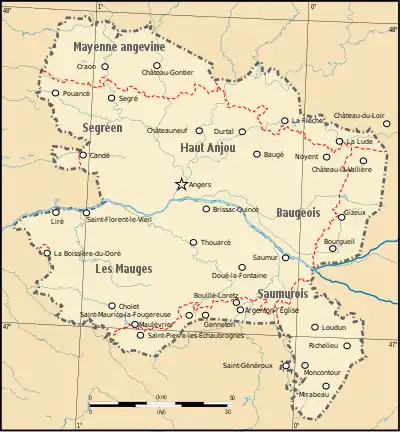 Carte de l'ancienne province d'Anjou.
