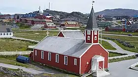 Vue de la cathédrale et du vieux Nuuk