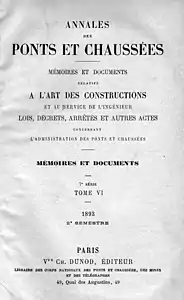 Revue des Annales des ponts et chaussées. Le premier exemplaire est paru en 1831.
