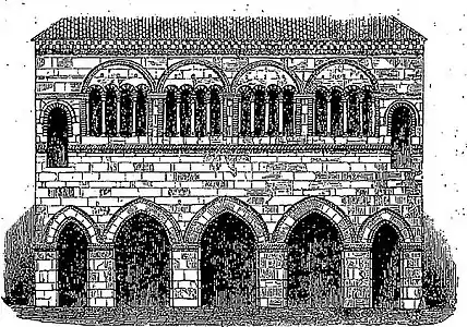 Proposition de restitution de la façade romane.Félix de Verneilh, Annales archéologiques, 1846, tome 4