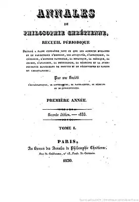 Image illustrative de l’article Annales de philosophie chrétienne