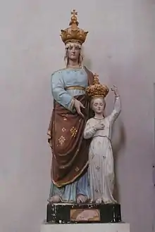 Statue de sainte Anne et Marie couronnées, église paroissiale de Trédion, Morbihan.
