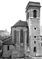 Le clocher, photographié en 1883 par Séraphin-Médéric Mieusement.