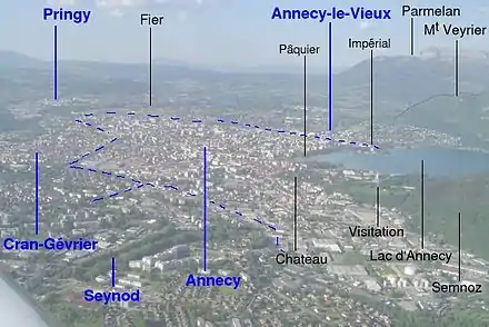 Vue aérienne d'Annecy