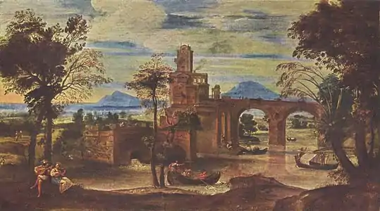 Annibale Carracci (1560-1609)Fleuve dans la campagne romaine.