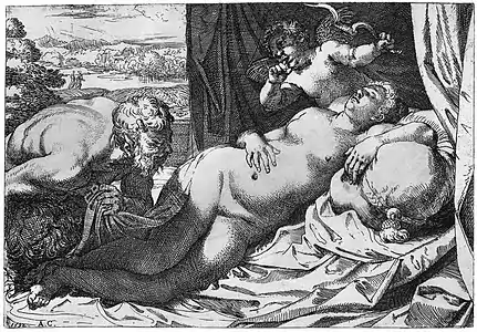 Annibale Carracci, Jupiter et Antiope (ou Vénus et un Satyre), 1592