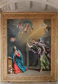 Vue d'un tableau représentant une scène religieuse.