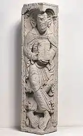 Pilier roman, apôtre indéterminé (Gilabertus de Toulouse, Musée des Augustins, 1120-1140).