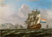 L'arrivée au Cap des navires de la Compagnie néerlandaise des Indes orientales (1762).
