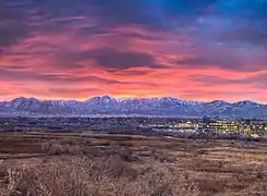 Coucher de soleil sur les monts Oquirrh.