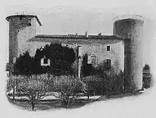 Vue de la façade ouest du château des Tours au début du XXe siècle.