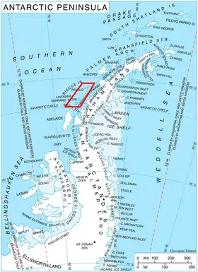 Localisation des îles Biscoe