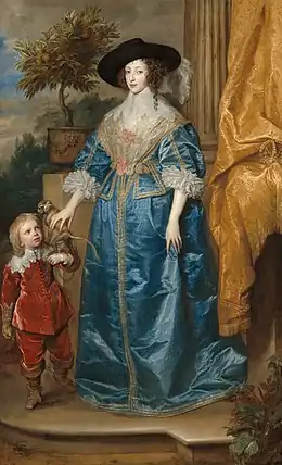 Portrait d'Henriette de France avec Sir Jeffrey Hudson, 1633.National Gallery of Art, Washington.
