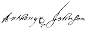 signature d'Anthony Johnson (colonisateur)