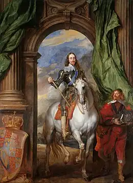 Première peinture équestre du Roi Charles Ier à cheval avec Monsieur de Saint Antoine (van Dyck), 1633