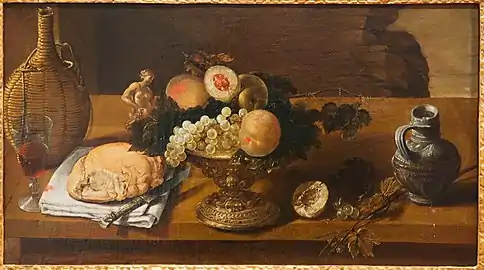 Corbeille de fruits et objets divers. Antoine-Benoît Dubois (1619-1680) (attr.)