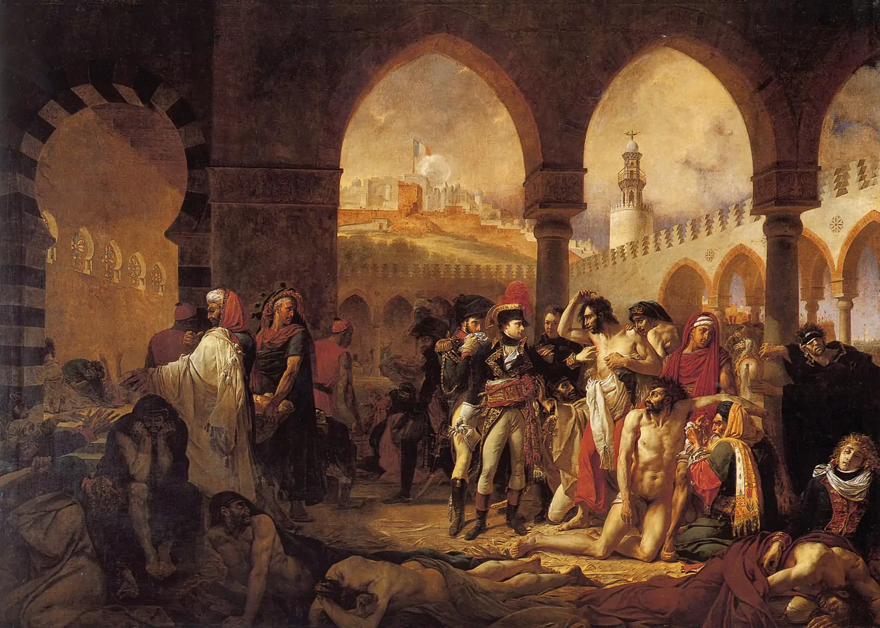 Bonaparte visitant les pestiférés de Jaffa par Antoine-Jean Gros, 1804, musée du Louvre.