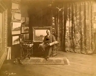 Attribué à Edmond Bénard, Antoine Guillemet dans son atelier (entre 1880 et 1900), photographie, New York, The Frick Collection.