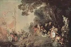 Le Pèlerinage à l'île de Cythère d'Antoine Watteau (1717), œuvre évoquant l'île sur laquelle un temple était dédié à Aphrodite