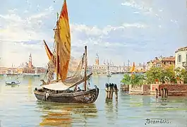 Barques de pêche, Venise, huile sur panneau de bois, avant 1910.