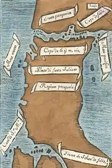 Première carte du détroit en 1520 par Antonio Pigafetta.
