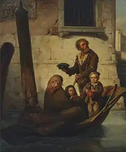 Peasant family on the Venetian Canal, Venise, 1854.