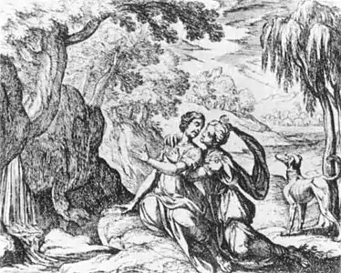 Zeus, sous les traits de Diane, et Callisto par Antonio Tempesta, 1606.