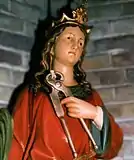Statue de sainte Apolline aux tenailles.