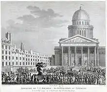 Vue du Panthéon avec une foule.