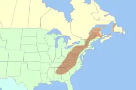 Carte de localisation des Appalaches.