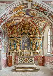 Le chœur de l'église Saint-Jacob à Ortisei. Photo mai 2019.