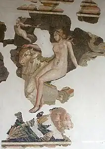 L'enlèvement d'Europe : mosaïque provenant d'une prestigieuse villa d'Aquilée.