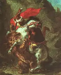 Lion attaquant un cavalierEugène Delacroix.
