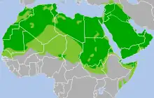 Carte des pays arabes en Afrique et au Moyen-Orient
