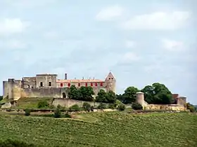 Vue sud du château de Benauge (juin 2013).