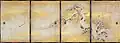 Prunier et bambou dans la neige. 1634. Portes coulissantes, ch. 191,3 x 135,7cm. Encre, couleur légère et lavis d'or. Château de Nagoya (Aichi)