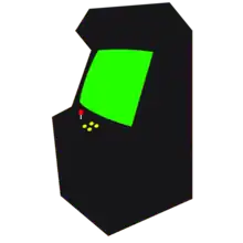 Meuble de jeu vidéo d'arcade noir, avec un écran vert.