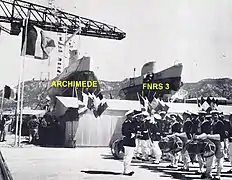 Le baptême de l'Archimède, le 28 juillet 1961.