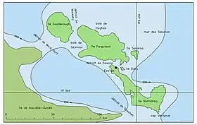 Carte de l'archipel d’Entrecasteaux.