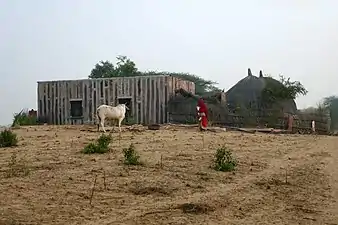 Maisons dans le désert au Rajasthan en novembre 2019.