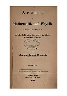 Image illustrative de l’article Archiv der Mathematik und Physik