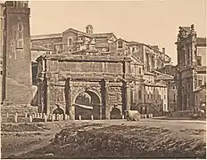 Cliché de l'Arc de Septime Sèvère, avant dégagement - 1848–52.