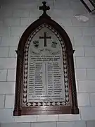 La plaquette 1914-1918 dans l'église d'Ardres.