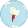 Localisation de l'Argentine sur une carte d'Amérique du Sud