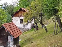 Maison ancienne et ambar (grenier) à Visoka