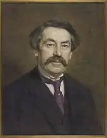 Portrait peint d'un homme moustachu