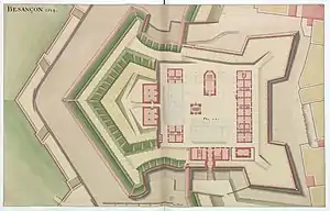 Plan du fort Griffon à Besançon.