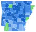 Vainqueur démocrate par comté : Henderson en bleu et Sanders en vert.