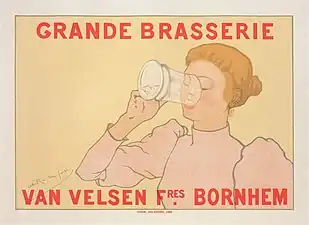 Grande Brasserie Van Velsen frères (entre 1896 et 1900), affiche.